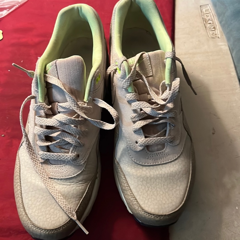 Tan and lime green air max